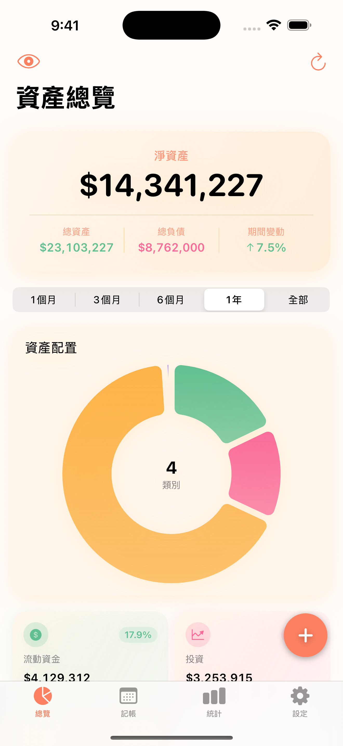 WealthCloud 財務總覽截圖